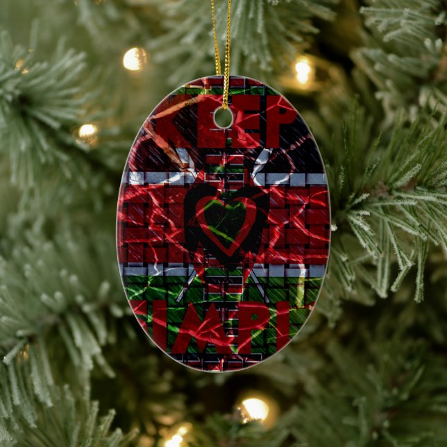 Cracked Flag: Keep It Simple - Kenyan Resilience  Ceramic Ornament (Tree)