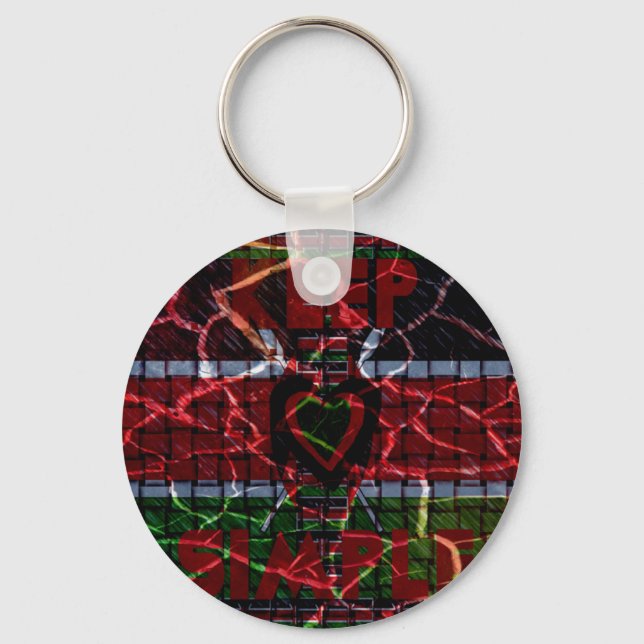 Cracked Flag: Keep It Simple - Kenyan Resilience  Keychain (Front)