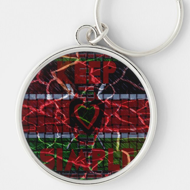 Cracked Flag: Keep It Simple - Kenyan Resilience  Keychain (Front)