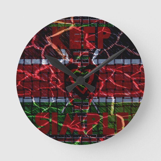 Cracked Flag: Keep It Simple - Kenyan Resilience  Round Clock (Front)