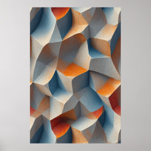 Cracked Geometry: Sculptural Abstract Poster
