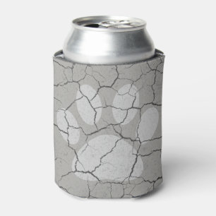 Cracked Grey Grey Animal Paw Print  Can Cooler