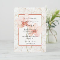 Cracked Ivory Tropical Pink Orchid Birthday  