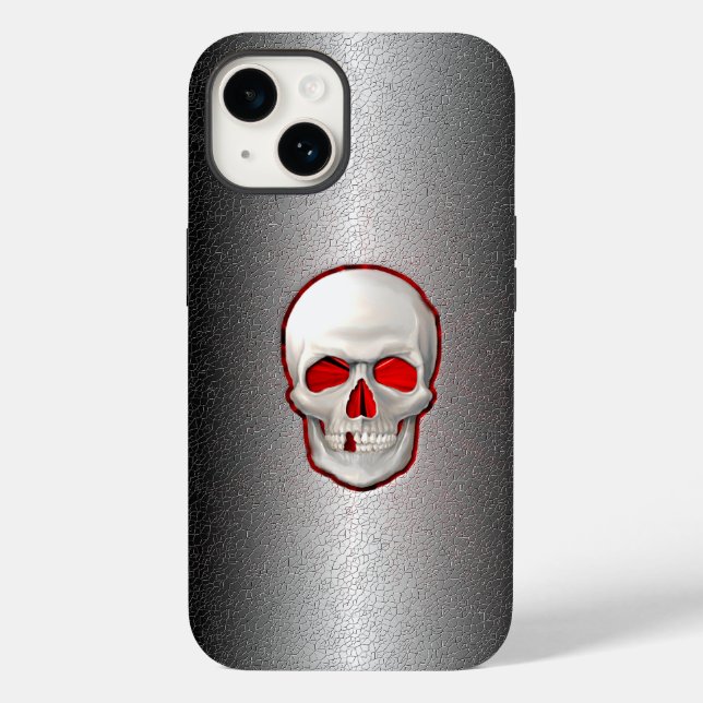 Cracked Metal - 3D Glowing Skull Inlay Case-Mate iPhone Case (Back)