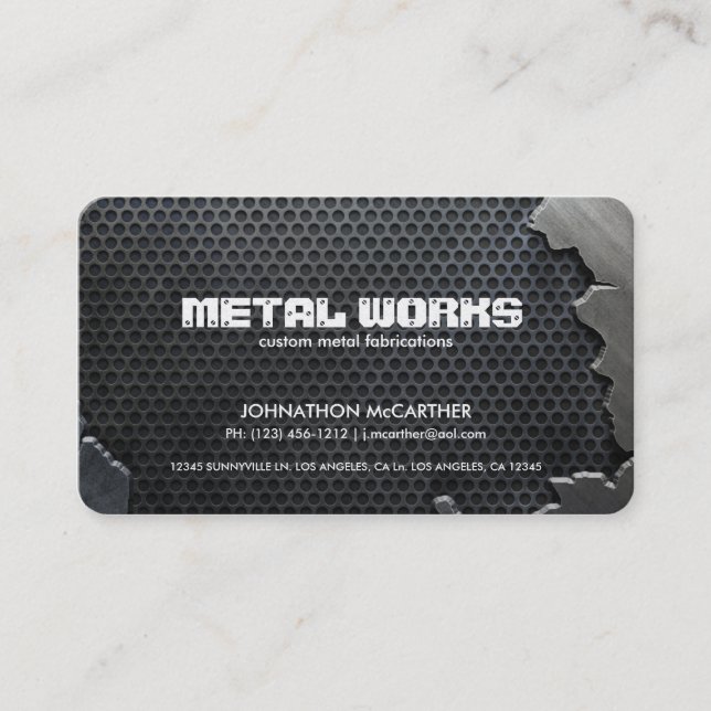 Cracked Metal and Mesh Business Card (Front)