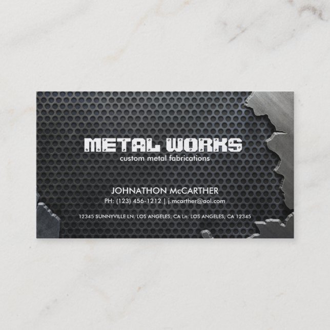 Cracked Metal and Mesh Business Card (Front)