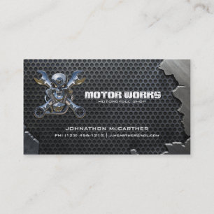 Cracked Metal and Mesh Motorcyle Shop Business Card