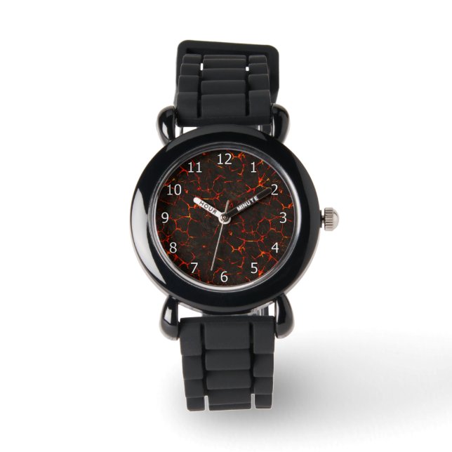 Cracked Molten Ground Rock Volcano Lava Watch (Front)
