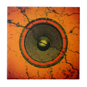 Cracked orange music speaker tile