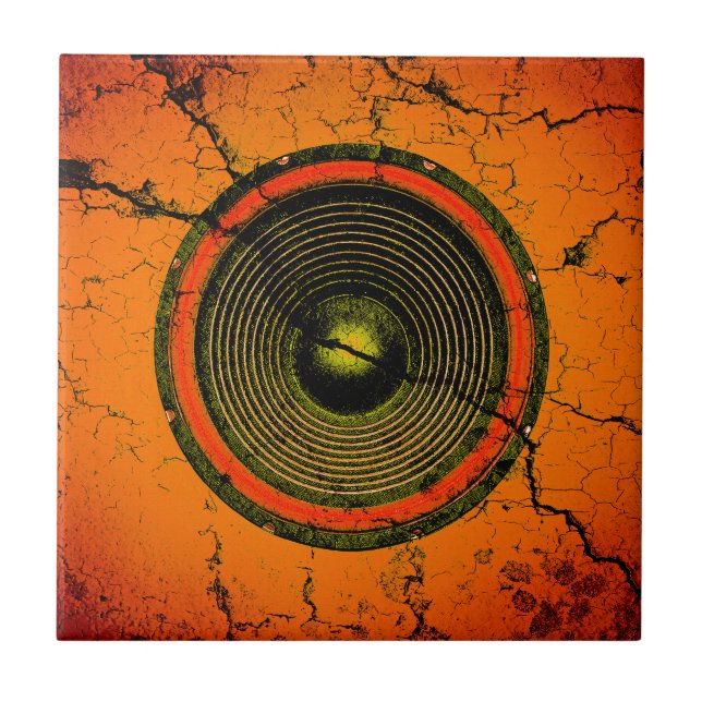 Cracked orange music speaker tile (Front)