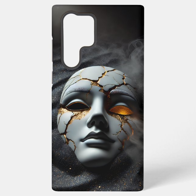 Cracked Porcelain Mask Galaxy S22 Ultra Case (Back)