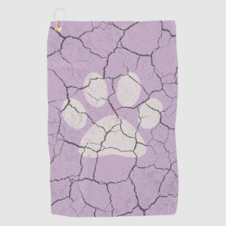 Cracked Purple Animal Paw Print Golf Towel