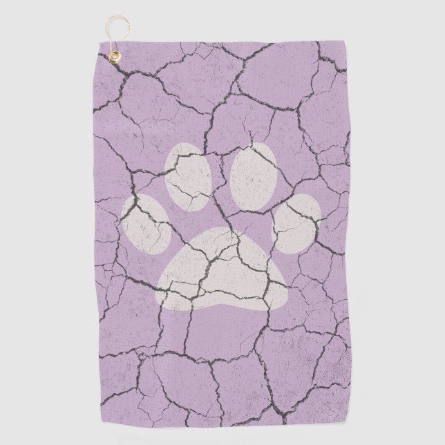Cracked Purple Animal Paw Print Golf Towel (Front)