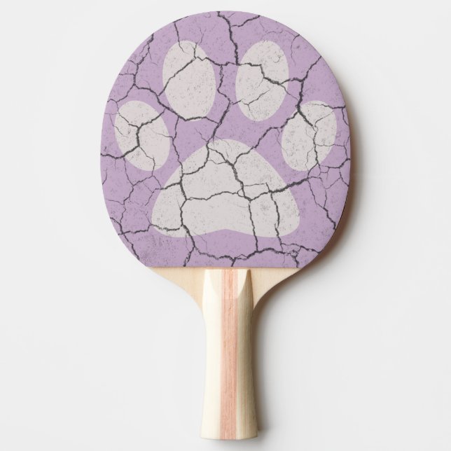 Cracked Purple Animal Paw Print Pong Paddle (Front)