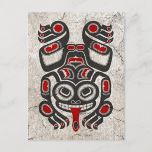 Cracked Red and Black Haida Spirit Tree Frog Postcard