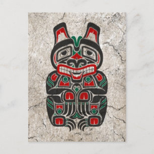 Cracked Red and Green Haida Spirit Bear Postcard