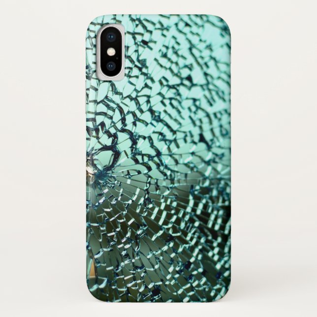 Cracked shattered glass look teal Case-Mate iPhone case (Back)
