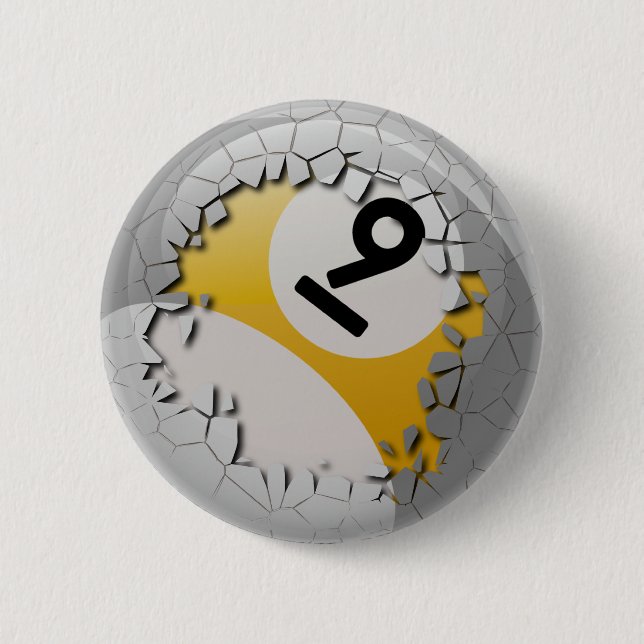 Cracked Shell Break Out Number 9 Billiards Ball 2 Inch Round Button (Front)