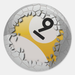 Cracked Shell Break Out Number 9 Billiards Ball Classic Round Sticker
