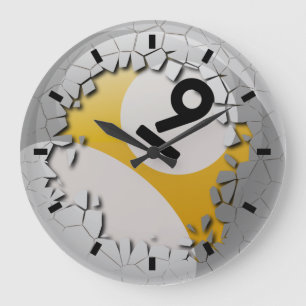 Cracked Shell Break Out Number 9 Billiards Ball Large Clock