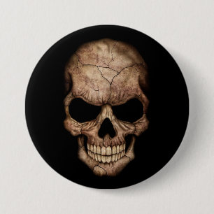 Cracked Skull Emerging From Darkness 3 Inch Round Button