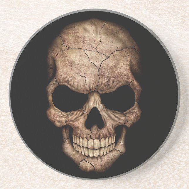 Cracked Skull Emerging From Darkness Coaster (Front)