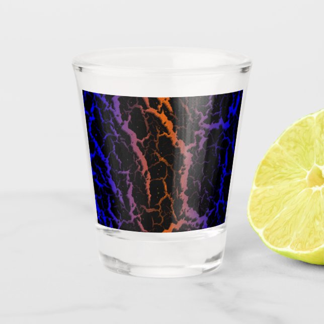 Cracked Space Lava - Blue/Orange Shot Glass (Front)