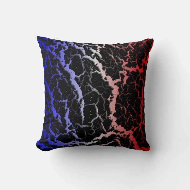 Cracked Space Lava - Blue/White/Red Throw Pillow (Front)