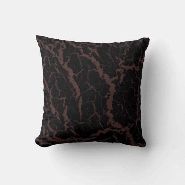 Cracked Space Lava - Brown Throw Pillow (Front)