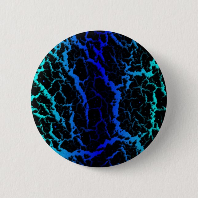 Cracked Space Lava - Cyan/Blue 2 Inch Round Button (Front)