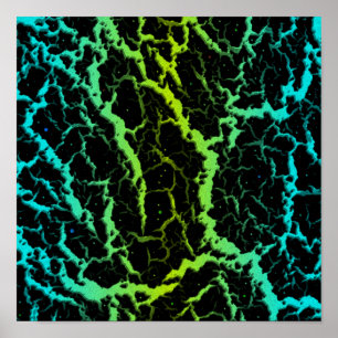 Cracked Space Lava - Cyan/Lime Poster