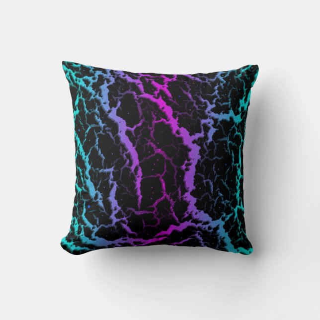 Cracked Space Lava - Cyan/Pink Throw Pillow (Front)