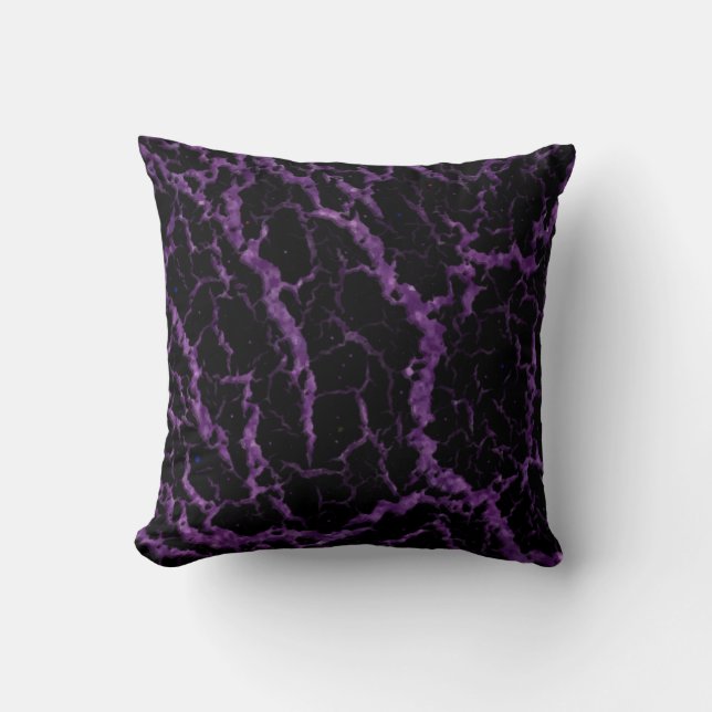 Cracked Space Lava - Glitter Purple Throw Pillow (Front)