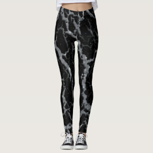 Cracked Space Lava - Glitter Silver Leggings