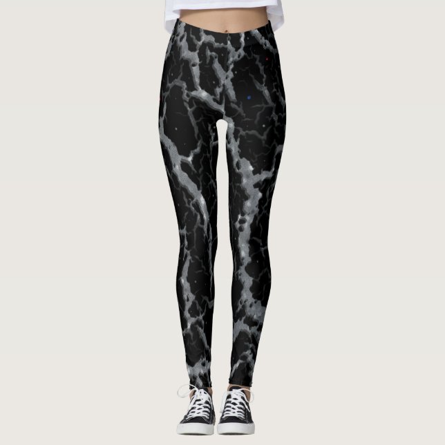 Cracked Space Lava - Glitter Silver Leggings (Front)