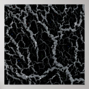 Cracked Space Lava - Glitter Silver Poster