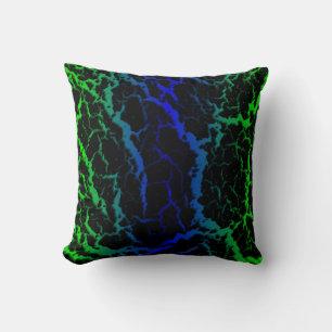 Cracked Space Lava - Green/Blue Throw Pillow