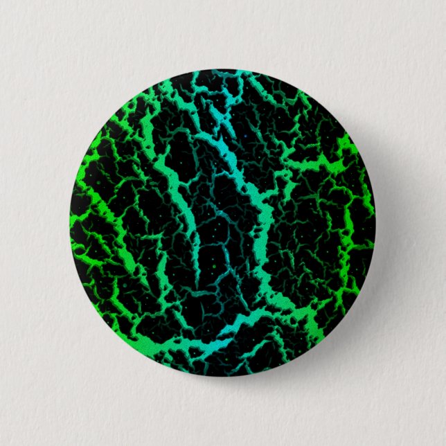Cracked Space Lava - Green/Cyan 2 Inch Round Button (Front)