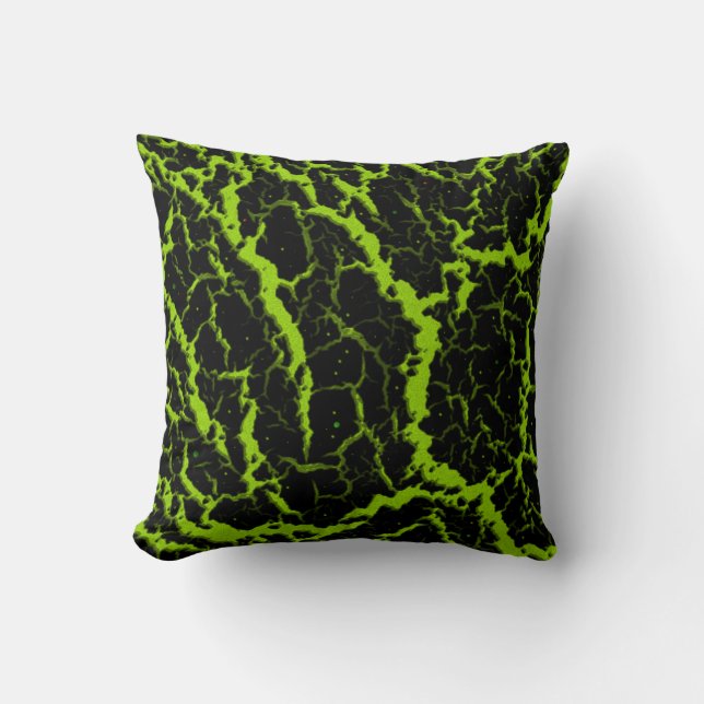 Cracked Space Lava - Lime Throw Pillow (Front)