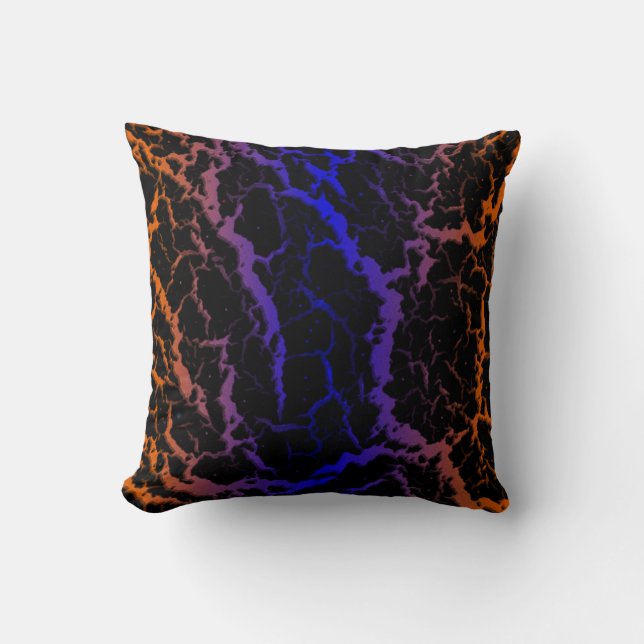 Cracked Space Lava - Orange/Blue Throw Pillow (Front)