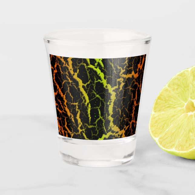 Cracked Space Lava - Orange/Lime Shot Glass (Front)