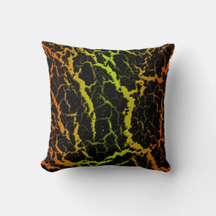 Cracked Space Lava - Orange/Lime Throw Pillow