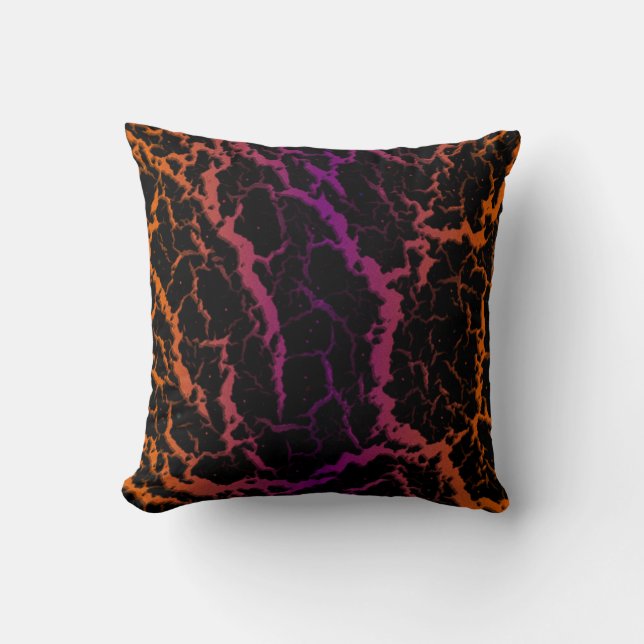 Cracked Space Lava - Orange/Purple Throw Pillow (Front)