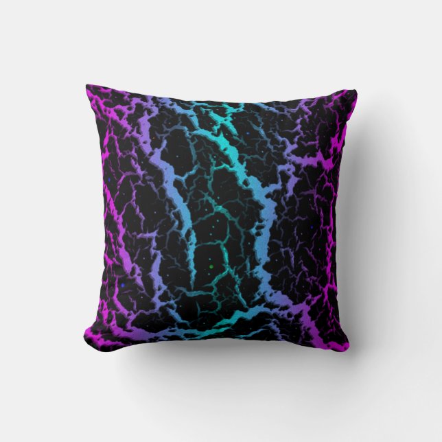 Cracked Space Lava - Pink/Cyan Throw Pillow (Front)