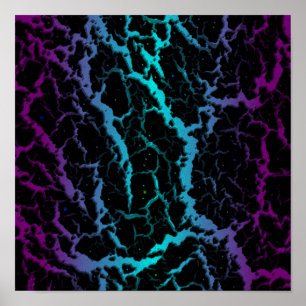Cracked Space Lava - Purple/Cyan Poster