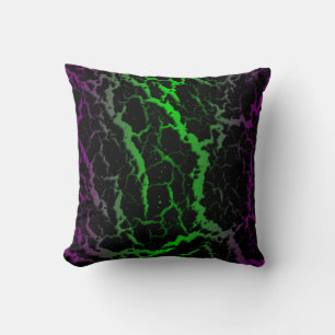 Cracked Space Lava - Purple/Green Throw Pillow