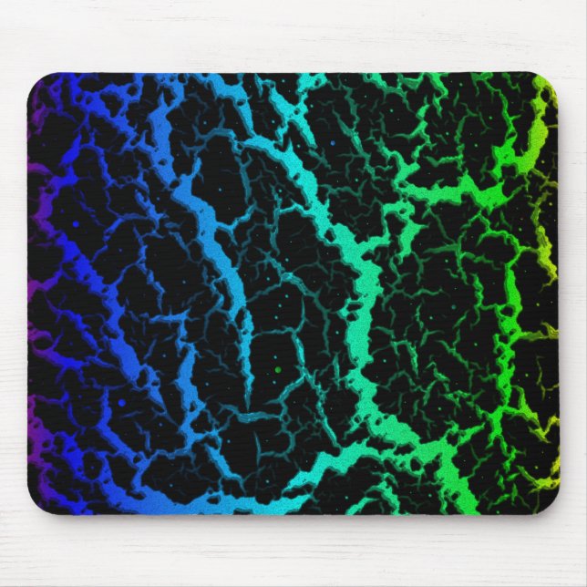 Cracked Space Lava - Rainbow PBCGY Mouse Pad (Front)