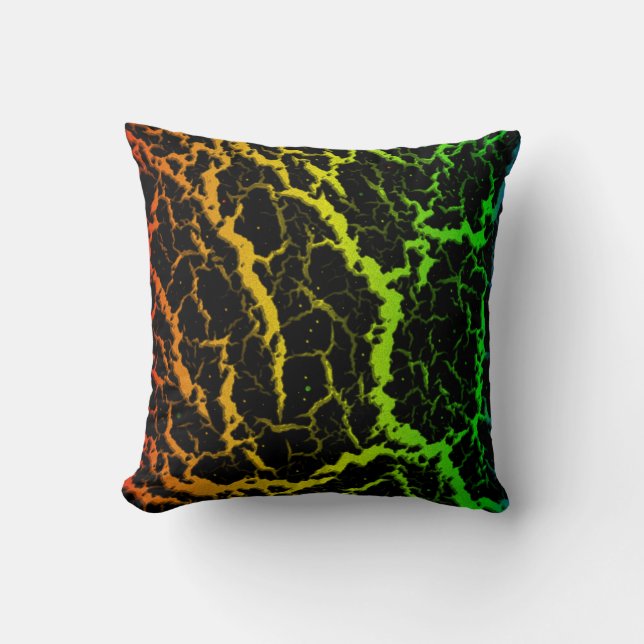Cracked Space Lava - Rainbow ROYGB Throw Pillow (Front)