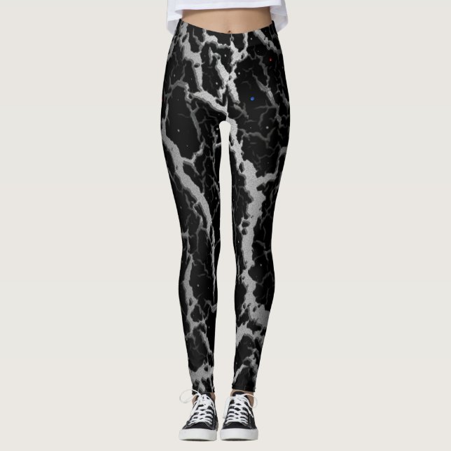 Cracked Space Lava - White/Black Leggings (Front)