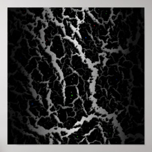 Cracked Space Lava - White/Black Poster